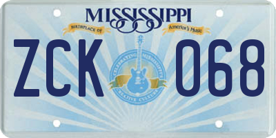 MS license plate ZCK068