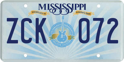 MS license plate ZCK072