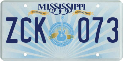 MS license plate ZCK073