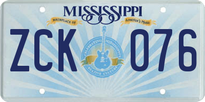 MS license plate ZCK076