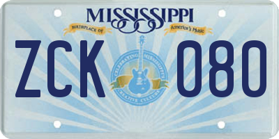 MS license plate ZCK080