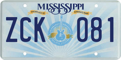 MS license plate ZCK081
