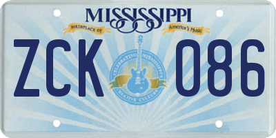 MS license plate ZCK086