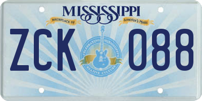MS license plate ZCK088