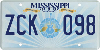 MS license plate ZCK098