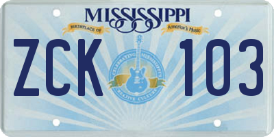 MS license plate ZCK103