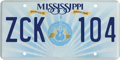 MS license plate ZCK104