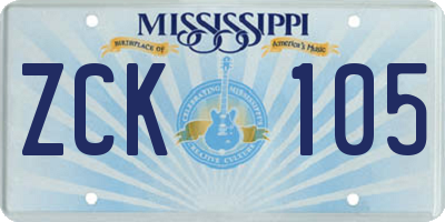 MS license plate ZCK105