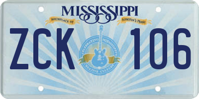 MS license plate ZCK106