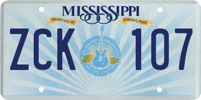 MS license plate ZCK107