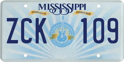 MS license plate ZCK109
