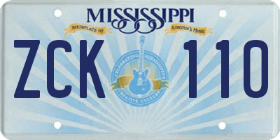 MS license plate ZCK110