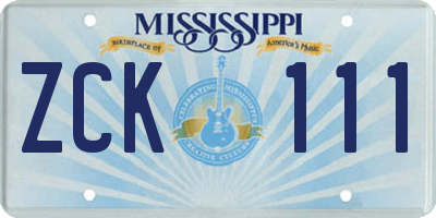 MS license plate ZCK111