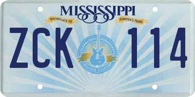 MS license plate ZCK114