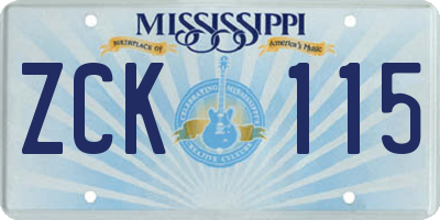 MS license plate ZCK115