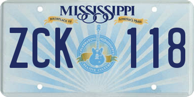 MS license plate ZCK118