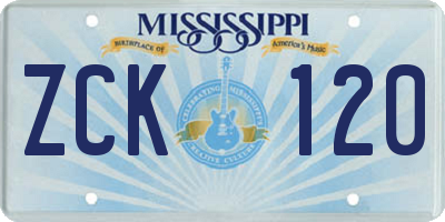 MS license plate ZCK120