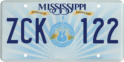 MS license plate ZCK122