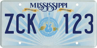 MS license plate ZCK123