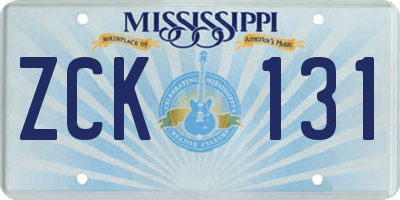 MS license plate ZCK131