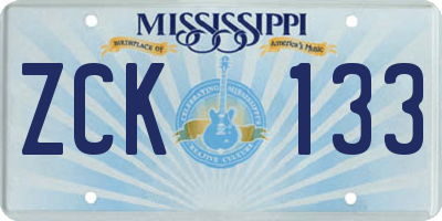 MS license plate ZCK133