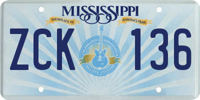 MS license plate ZCK136