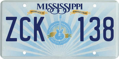 MS license plate ZCK138