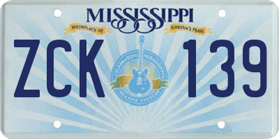 MS license plate ZCK139