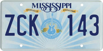 MS license plate ZCK143