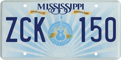 MS license plate ZCK150