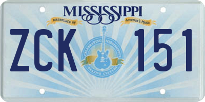 MS license plate ZCK151