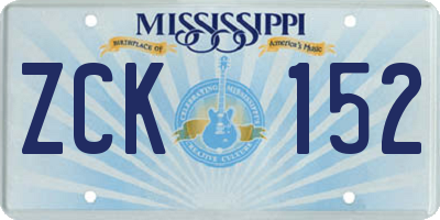 MS license plate ZCK152