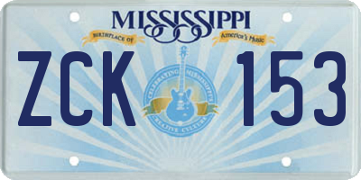 MS license plate ZCK153
