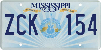 MS license plate ZCK154