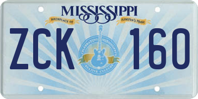 MS license plate ZCK160