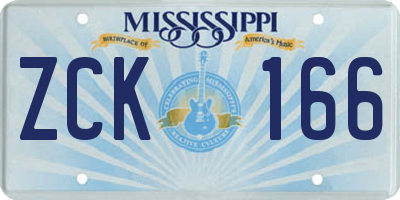 MS license plate ZCK166