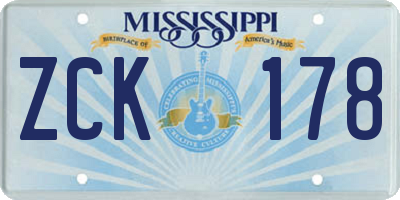 MS license plate ZCK178