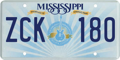 MS license plate ZCK180