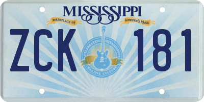 MS license plate ZCK181