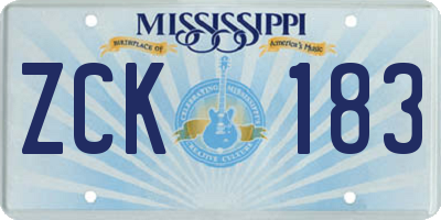 MS license plate ZCK183