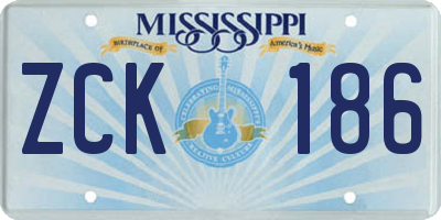 MS license plate ZCK186