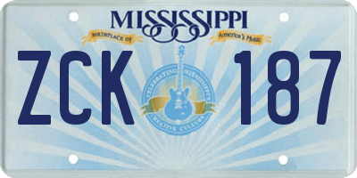MS license plate ZCK187