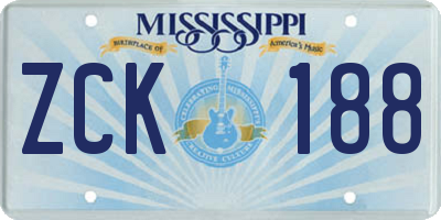 MS license plate ZCK188