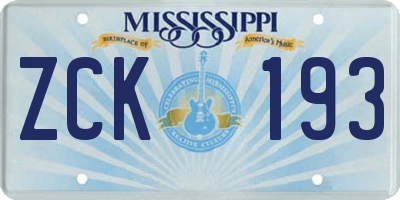 MS license plate ZCK193
