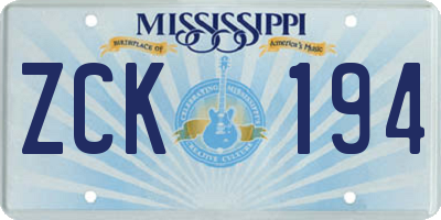 MS license plate ZCK194