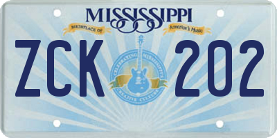MS license plate ZCK202