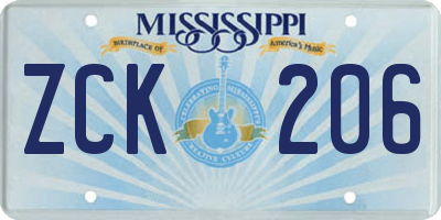 MS license plate ZCK206
