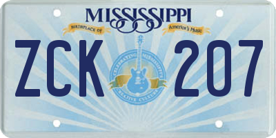 MS license plate ZCK207