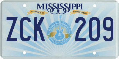 MS license plate ZCK209