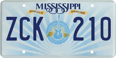 MS license plate ZCK210